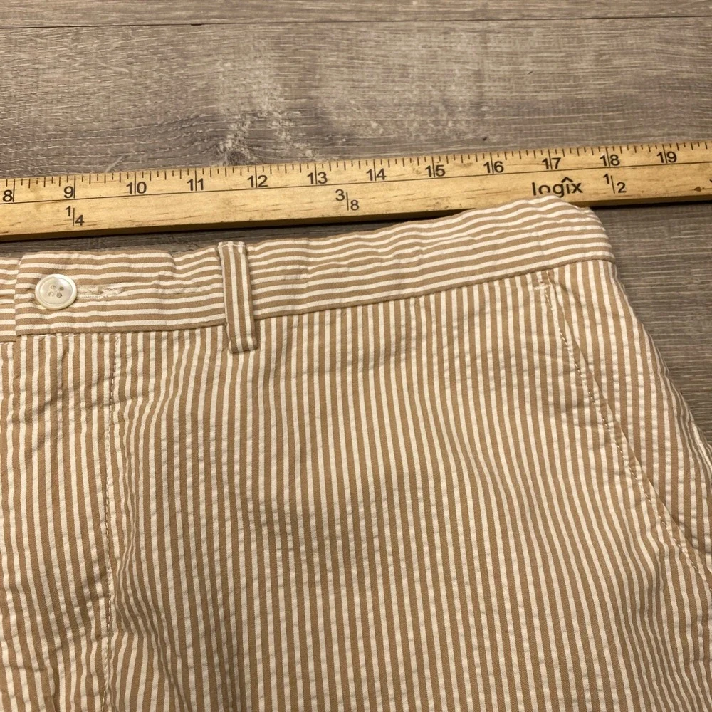 Polo‎ Ralph Lauren Shorts Mens 36 Tan Seersucker Striped Cotton Summer Casual